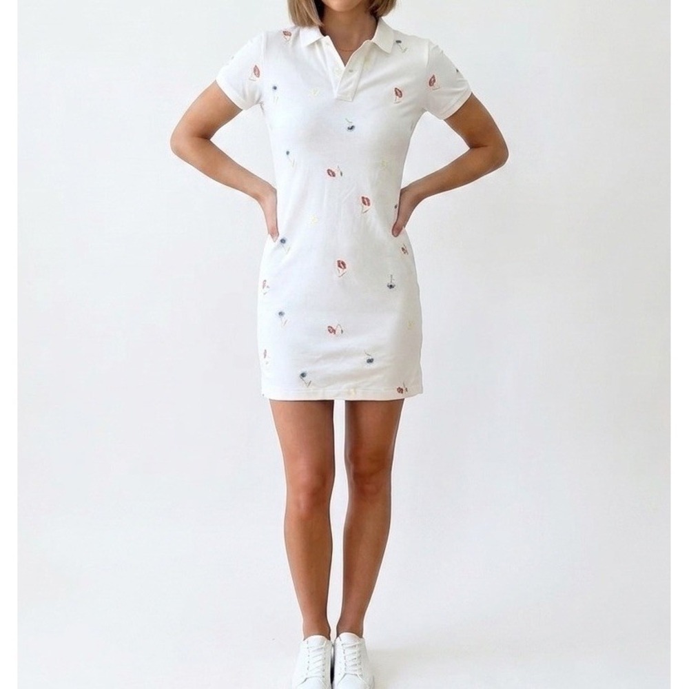 Polo Ralph Lauren Womens Polo Dress White XS Mesh Mini Flower Embroidered $148